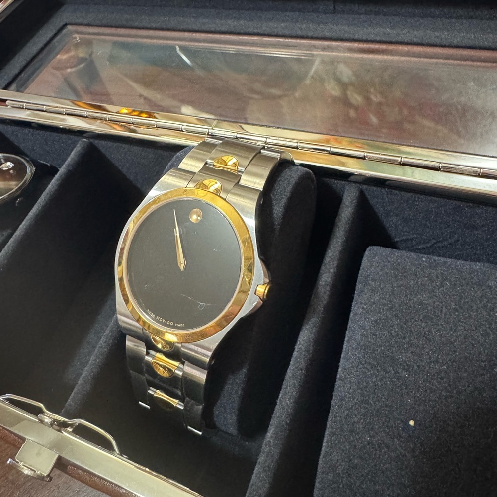 Movado Dual-Tone Black Dial Watch
